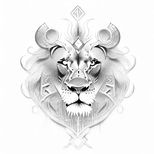 lion and viking tattoo design idea