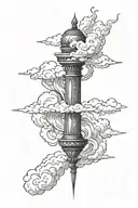 pillar of fire in clouds floating tattoo design idea