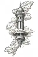 pillar of fire in clouds floating tattoo design idea