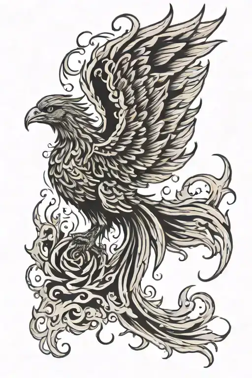 phoenix rising from the ashes tattoo design idea