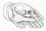 skull hand reaching for human hand tattoo design idea