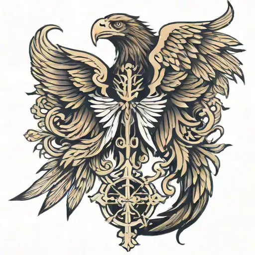 eagle cross lion christian   tattoo design idea
