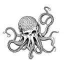 Octopus and skull and mineral tattoo design idea