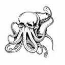 Octopus and skull and mineral tattoo design idea