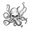 Octopus and skull and mineral tattoo design idea