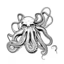 Octopus and skull and mineral tattoo design idea