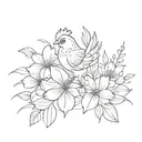 baby chicken flowers wrapped tattoo design idea