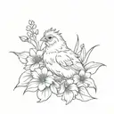 baby chicken flowers wrapped tattoo design idea