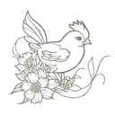 baby chicken flowers wrapped tattoo design idea