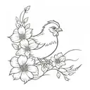 baby chicken flowers wrapped tattoo design idea