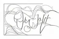 cursive A P N J that creates the line of a wave crashing tattoo design idea