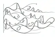 cursive A P N J that creates the line of a wave crashing tattoo design idea