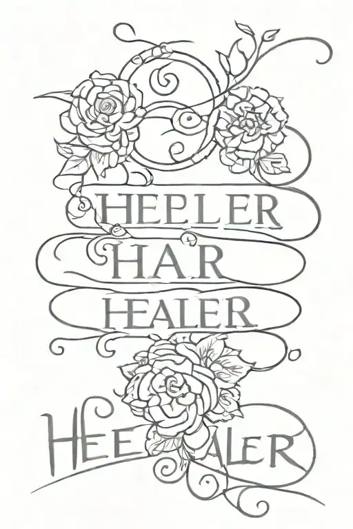 healer word tattoo design idea