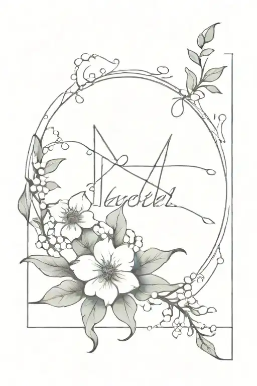 narcismus, holly bery and healer word tattoo design idea