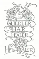 healer word tattoo design idea