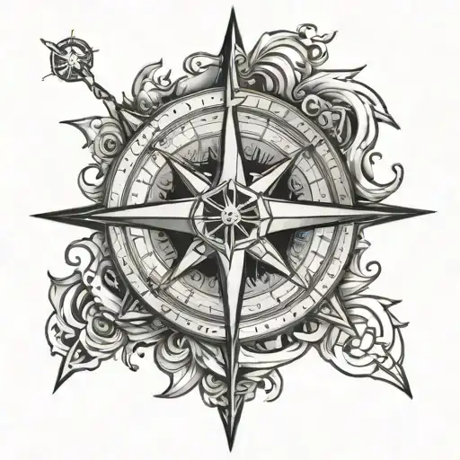 compass rose with Ad Astra Per ASPERA AD ASTRA tattoo design idea