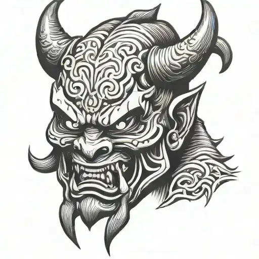 Japanese demon oni tattoo design idea