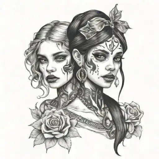 dark girl with black heart on face tattoo design idea