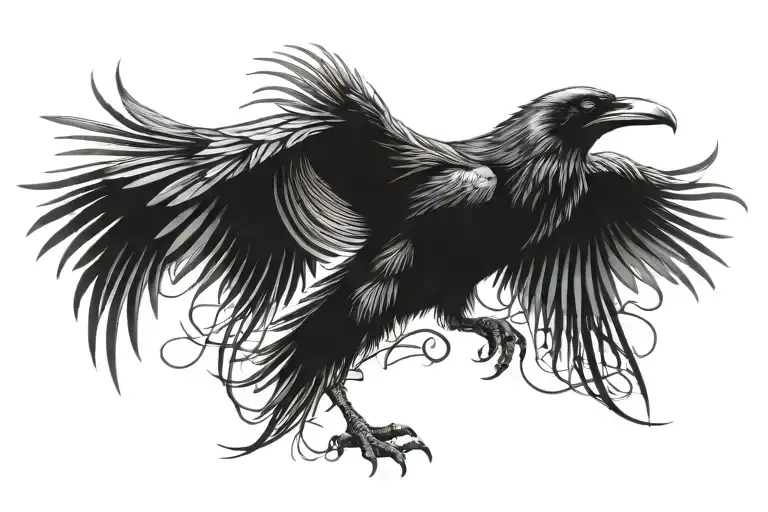 Raven full body tattoo design idea