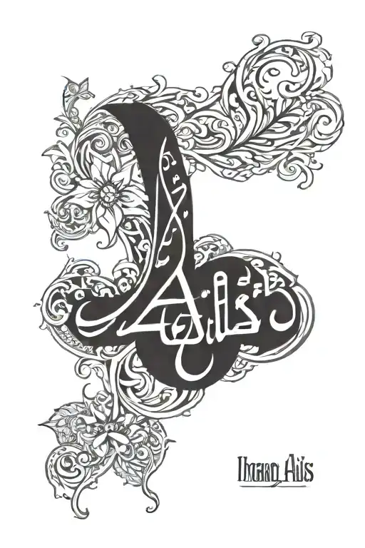 imam alis name with name within    tattoo design idea