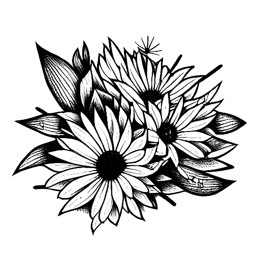 South African fynbos bouquet tattoo design idea