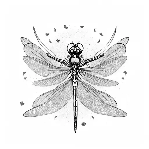 A dragonfly with delicate flower petals as its wings tattoo design idea