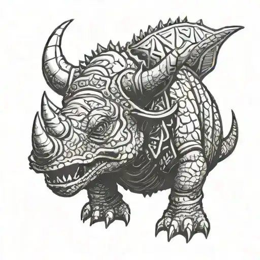 triceratops in a hoodie  tattoo design idea