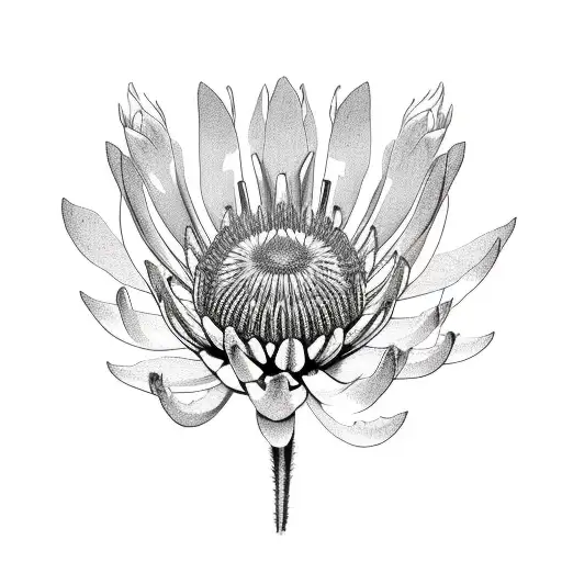 borage protea flower daughter tattoo design idea