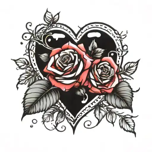 Heart and Roses reference hidden tattoo design idea