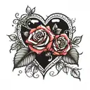 Heart and Roses reference hidden tattoo design idea