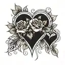 Heart and Roses reference hidden tattoo design idea