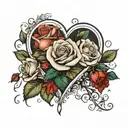 Heart and Roses reference hidden tattoo design idea