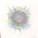 An artistic representation of a sunflower transforming into a flock of colorful birds tattoo design idea