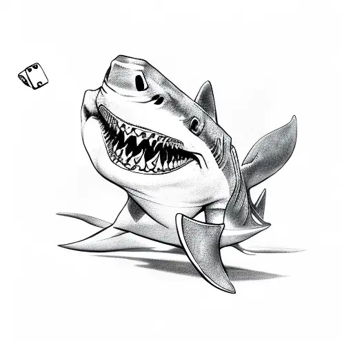 Lucky shark with dice and cards tattoo design idea