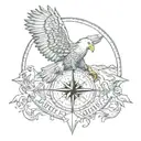 half compass half eagle face tattoo design idea