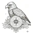 half compass half eagle face tattoo design idea