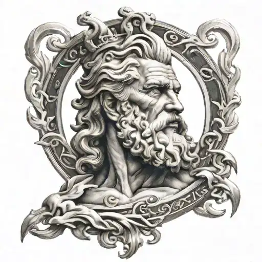 zeus rayo  black and gray tattoo design idea