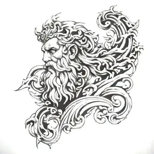 zeus rayo  black and gray tattoo design idea