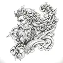 zeus rayo  black and gray tattoo design idea
