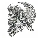 zeus rayo  black and gray tattoo design idea