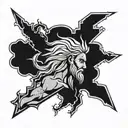 zeus lightning black and gray, neo traditional tattoo design idea