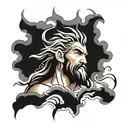 zeus lightning black and gray, neo traditional tattoo design idea