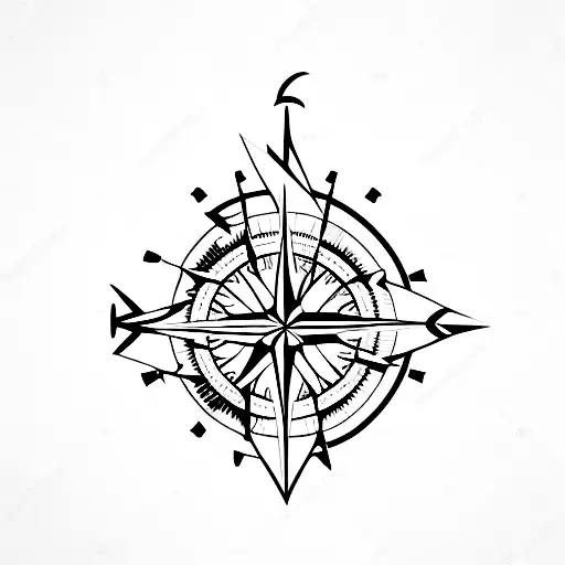 Compass with mountians and a cross tattoo design idea