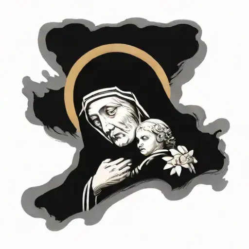 Saint Rita and mother tattoo design idea