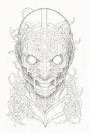 japanese, tokyo ghoul mask tattoo design idea