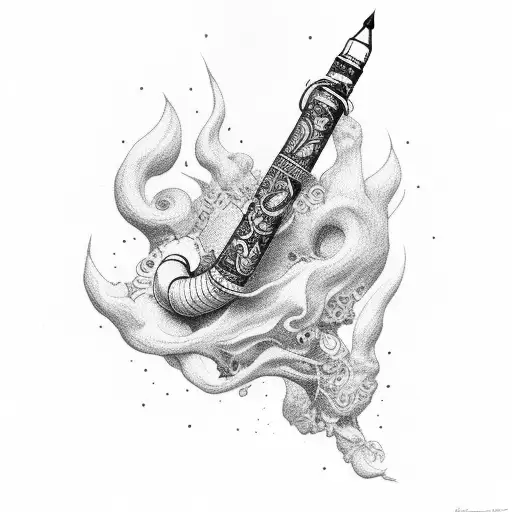 old smoke pipe  tattoo design idea