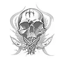 skull with thorns tattoo design idea