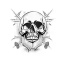 skull with thorns tattoo design idea