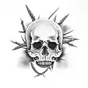 skull with thorns tattoo design idea