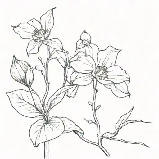 orchid stem and cyclamen stem   tattoo design idea